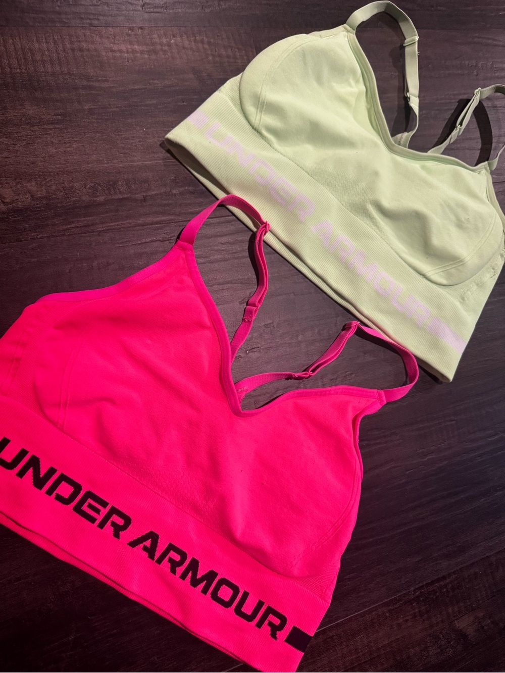 Under Armour Neon Pink & Pale Lime Seamless Sports Bras Duo